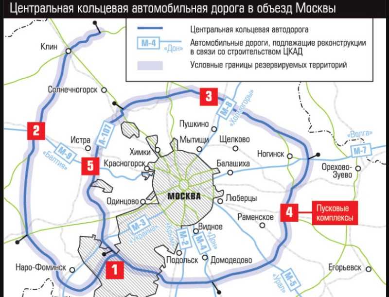 Фото схема ЦКАД по стадиям строительства вокруг Москвы